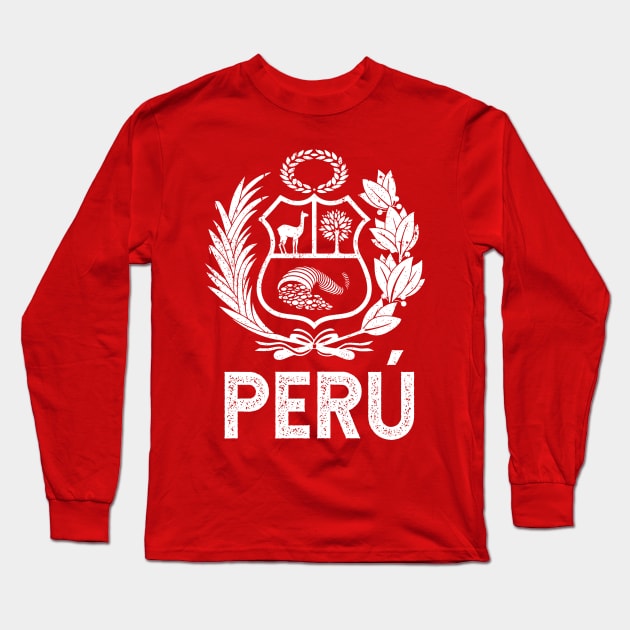 Peru Coat of arms - vintage design Long Sleeve T-Shirt by verde